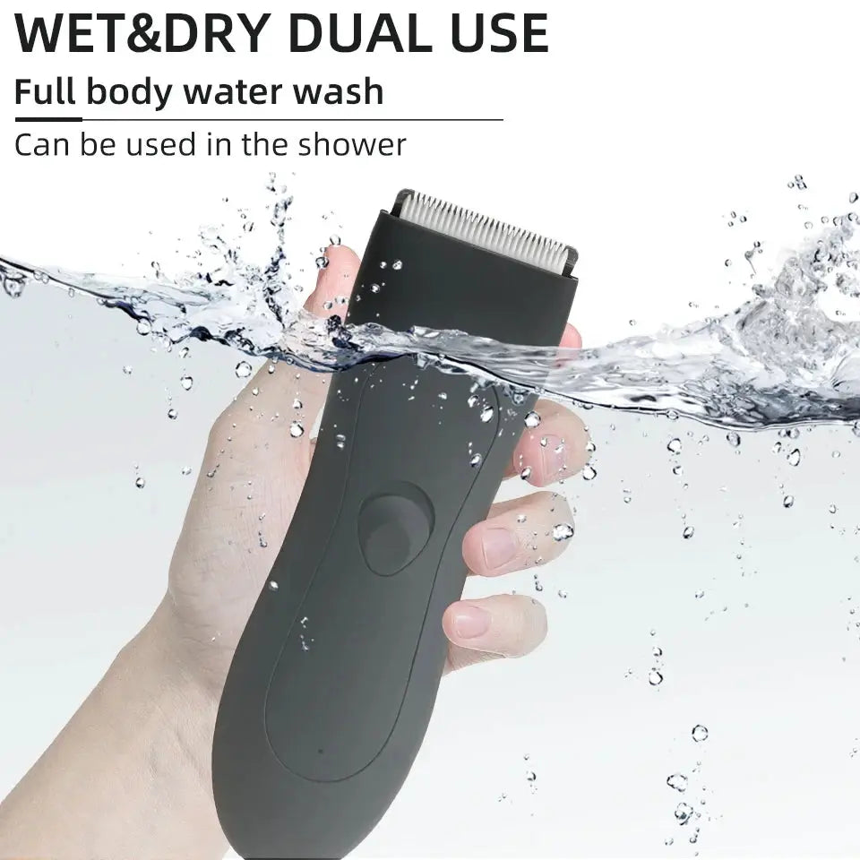 HOMEFISH body hair trimmer for men, wet/dry dual use, dark gray handheld groomer