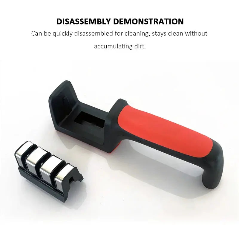 Kitchen Three Quarter Segment Knife Sharpener Stainless Steel Hand Held Sharpening Stone Black