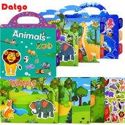 Reusable Scene Sticker Books For Kids Diy Puzzle Stickers Cartoon Animals Learning Cognition Toys Gift