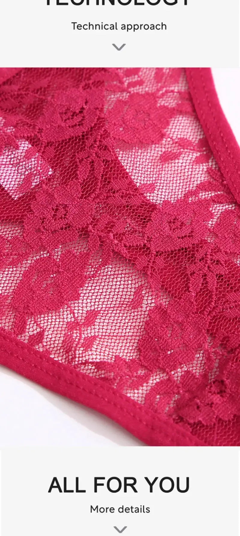 Women's red floral lace panties set, 5pcs, Simples Market