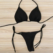 European And American Neck Strap Bikini For Women With Split Strap Adjustable Multicolor Swimsuit Set