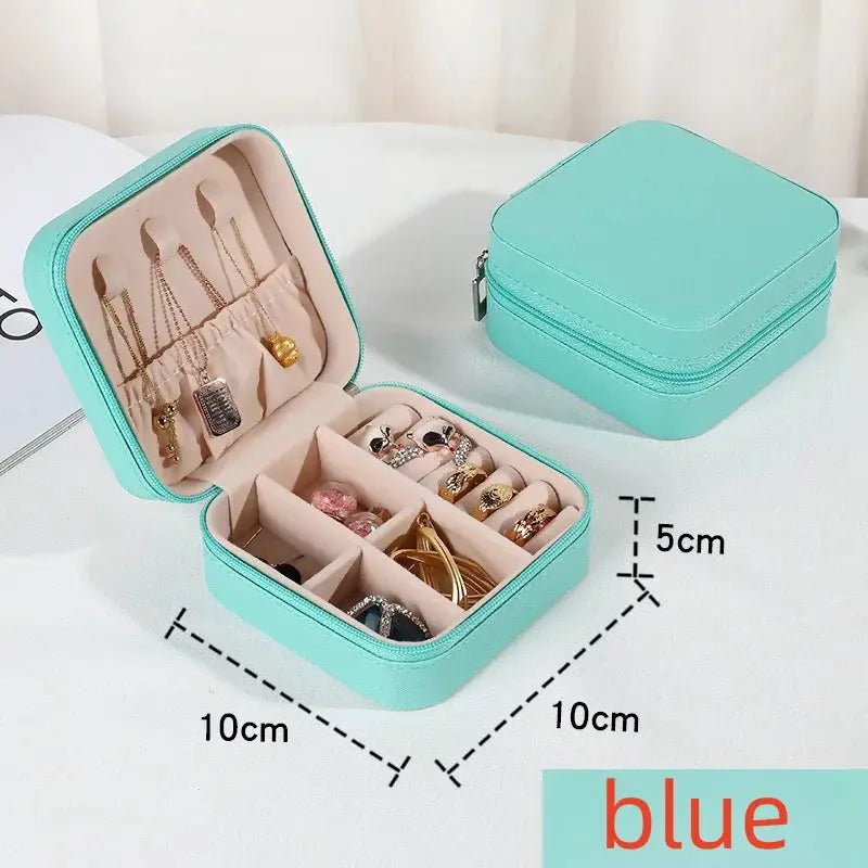 LuxeNest Mini Jewelry Storage Box Portable Travel Organizer for Earrings Necklaces and Rings in Durable PU Leather