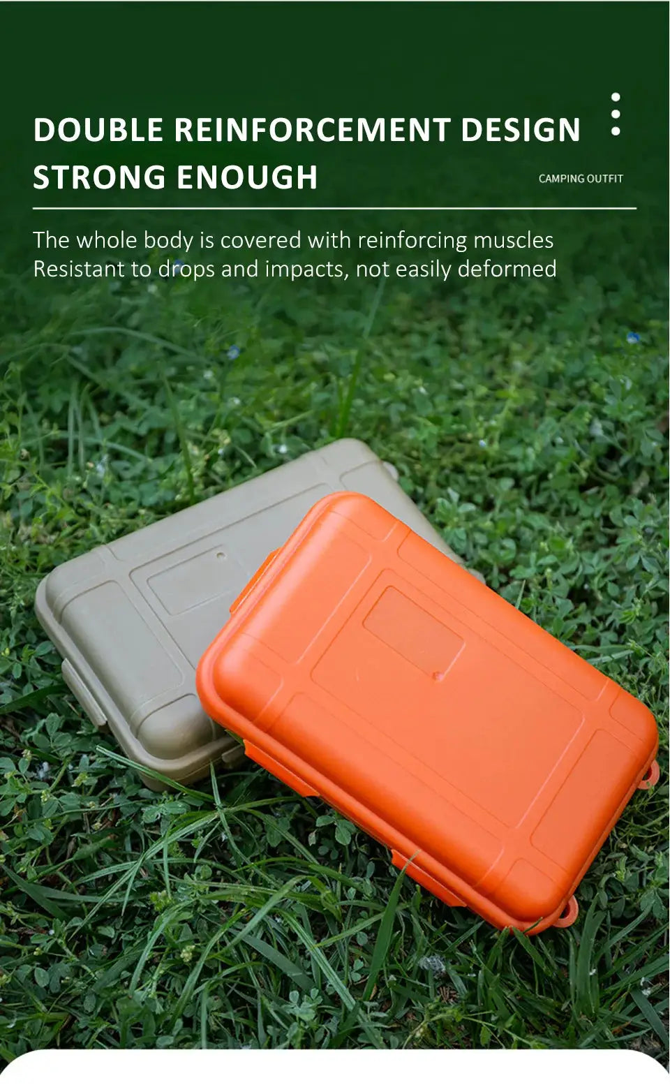 Outdoor plastic waterproof sealed survival storage box set in orange and beige by Simples Market