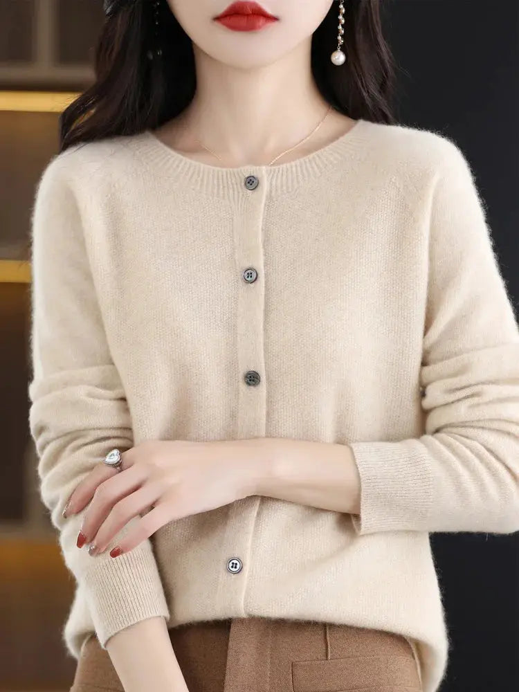 Everluxe Merino Wool Cardigan For Women With One Hundred Percent Australian Merino Softness For Autumn And Winter