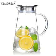 Kemorela Transparent Heat Resistant Glass Water Jug With Handle For Office And Home Large Capacity