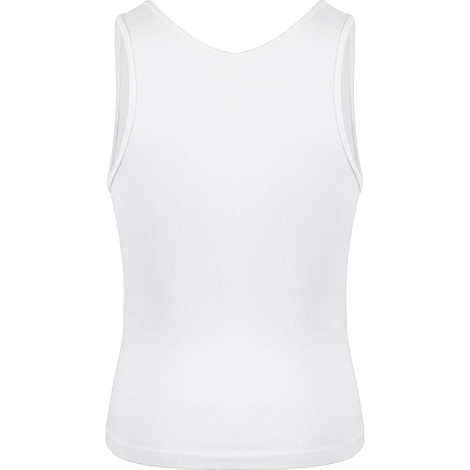 Men's white shapewear tank top with stretchy ribbed fabric