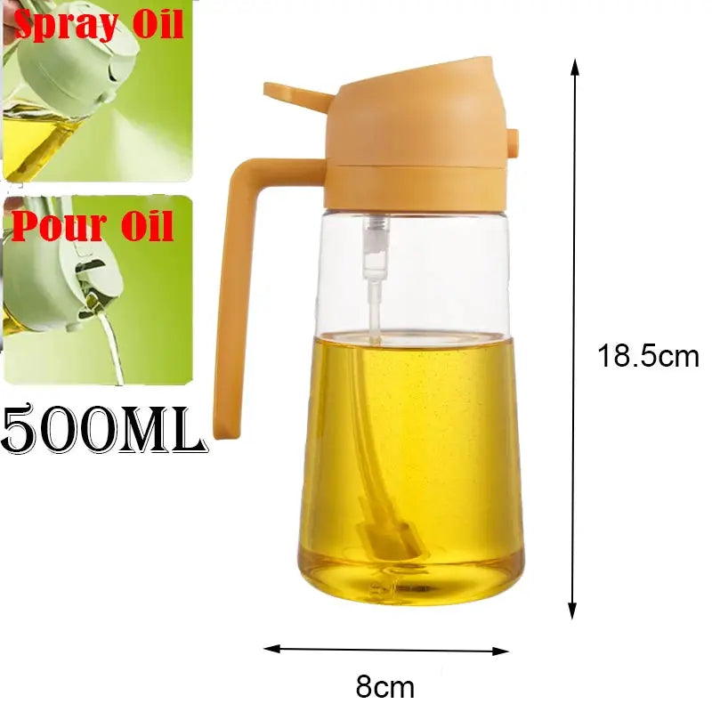 2 In 1 500ml Plastic Kitchen Oil Sprayer Bottle For Olive Oil Dispenser BBQ Baking Roasting