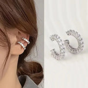 2Pcs silver-tone rhinestone zircon ear cuffs for non-pierced ears Simples Market