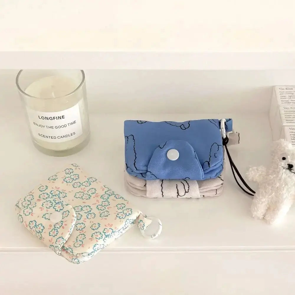Cute Student Coin Purse Card Holder Floral Korean Fashion Wallet for Girls Portable Small Storage Bag