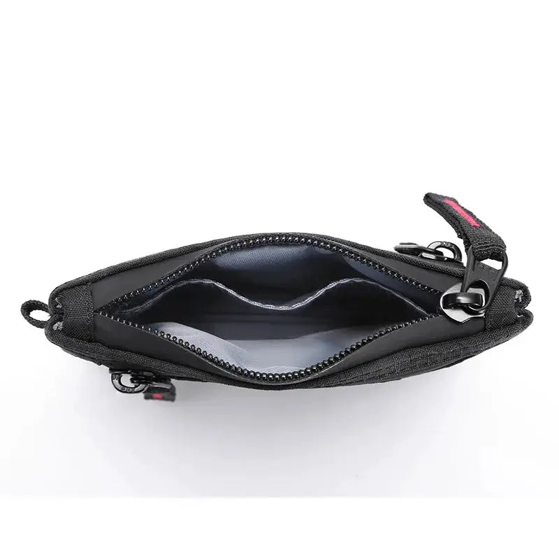 Zipper RFID Wallet Simples Market, black nylon mini coin purse with card slots and inner pockets