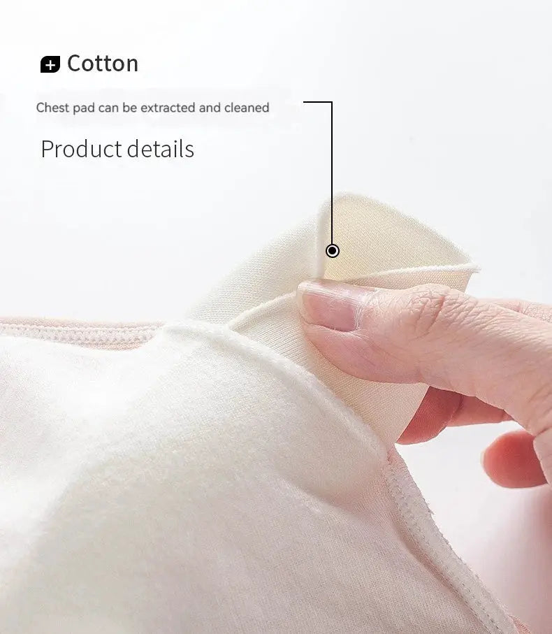 Simples Market women's cotton front-buckle vest-style bra, cream color, lightweight underwear