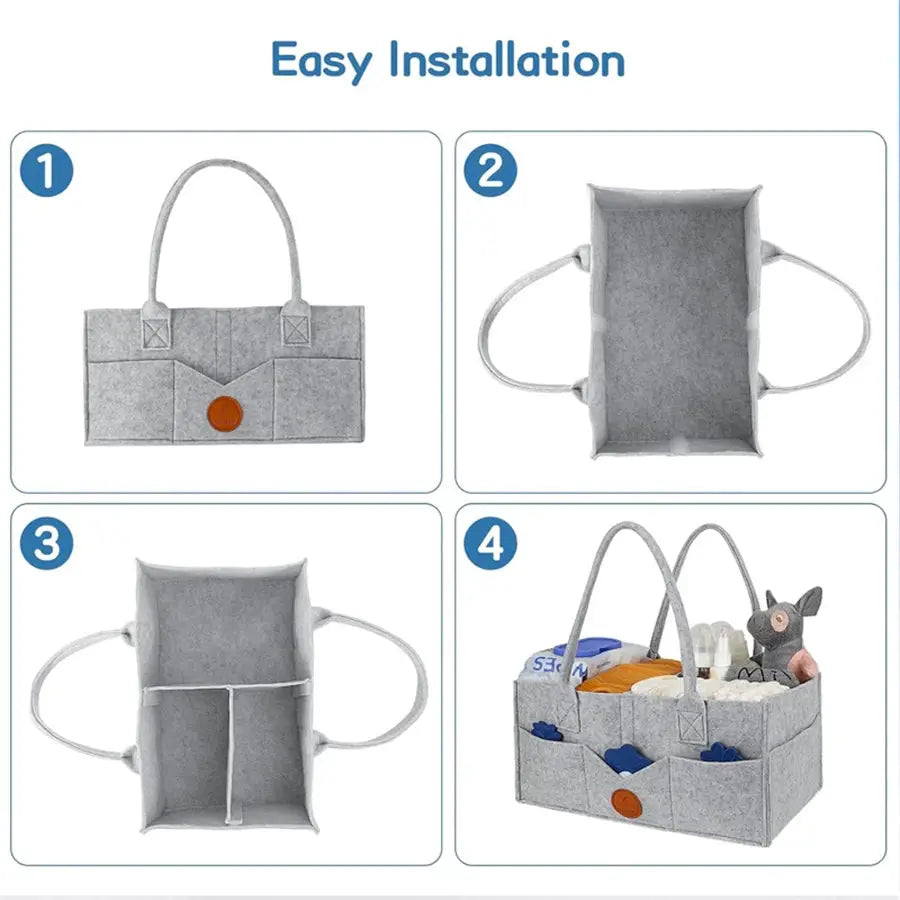 Felt Diaper Bag Organizer For Babies With Large Capacity And Neutral Design For Diapers And Toys