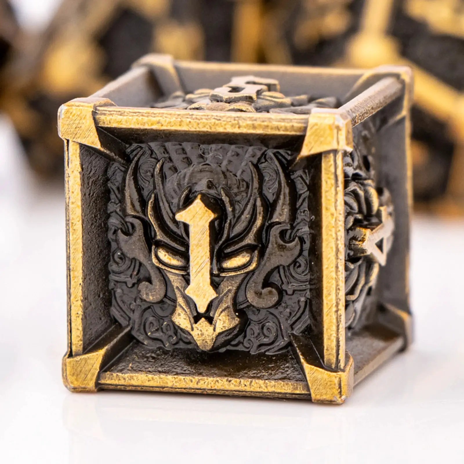 Skull And Dragon Metal Dice Set For Dungeons And Dragons Polyhedral Dice For Tabletop RPGs
