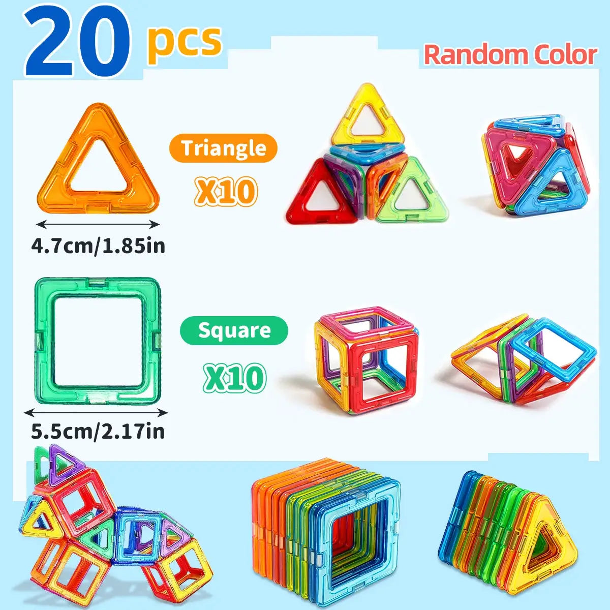 Magnetic Building Blocks Medium Size DIY Magnet Toys For STEM Learning Construction Educational Sets For Kids