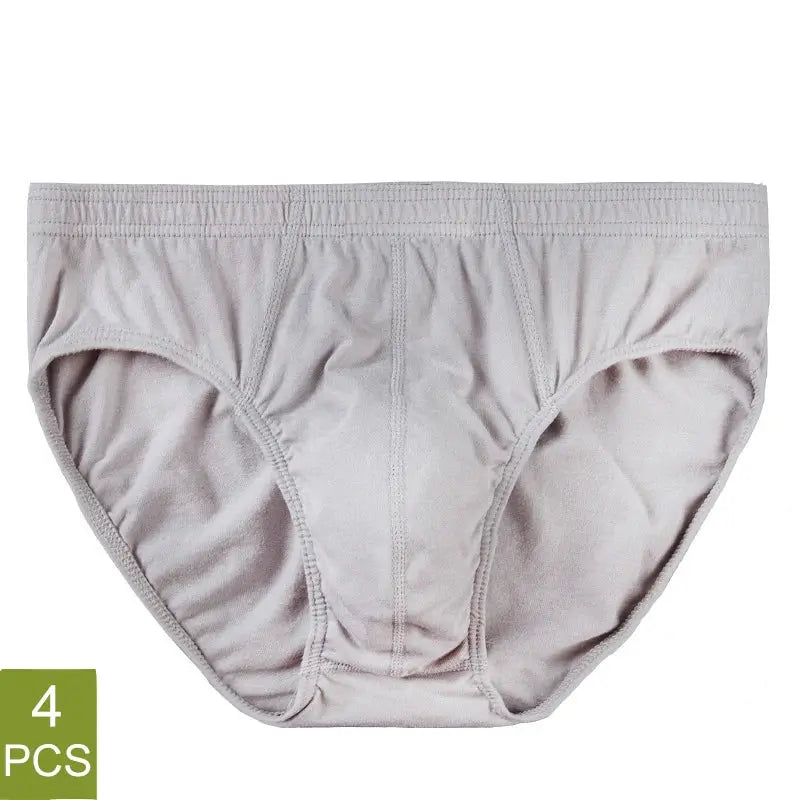 Men's 4-pc breathable cotton briefs pack by Simples Market, light gray, plus sizes XL–5XL