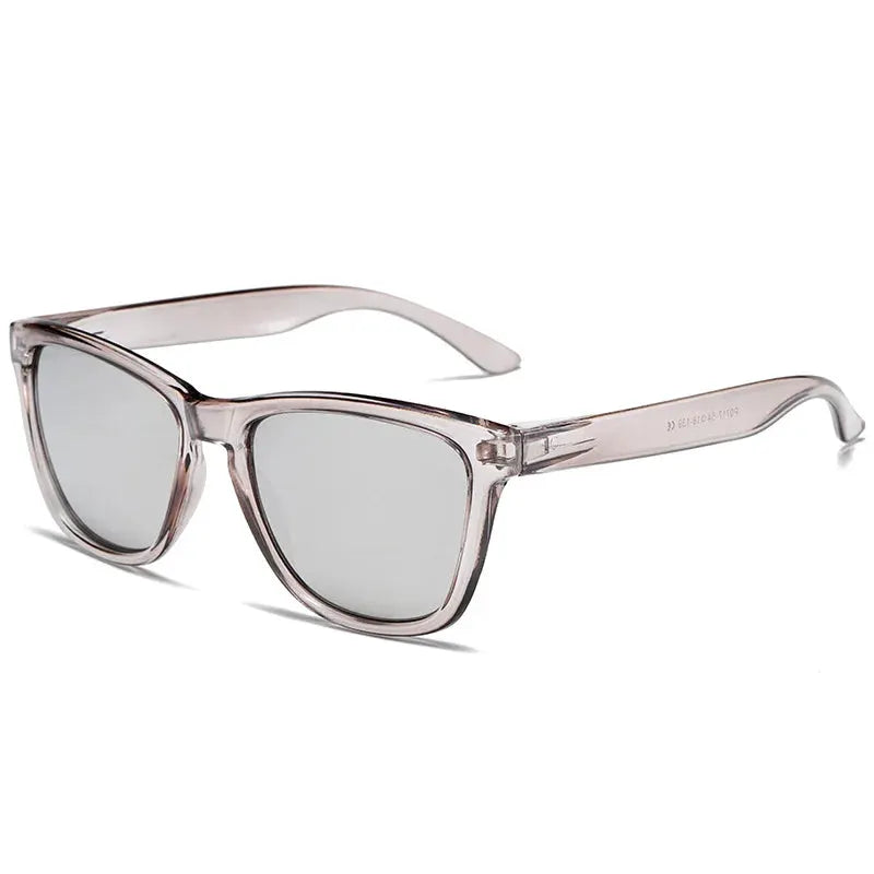 Designer Retro Polarized Sunglasses Unisex UV400 Protection Clear Frames Mercury Ice Blue Orange Flake Accents