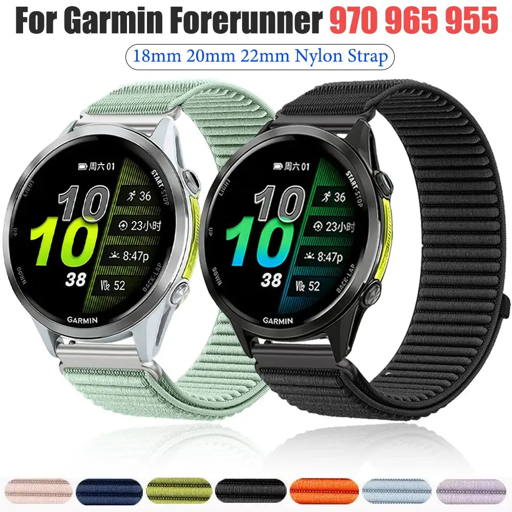 18mm 20mm 22mm Nylon Strap for Garmin Forerunner 970 965 955 570 165 265S/Active 6/5 Breathable Bracelet for Garmin Venu 4/3/3S
