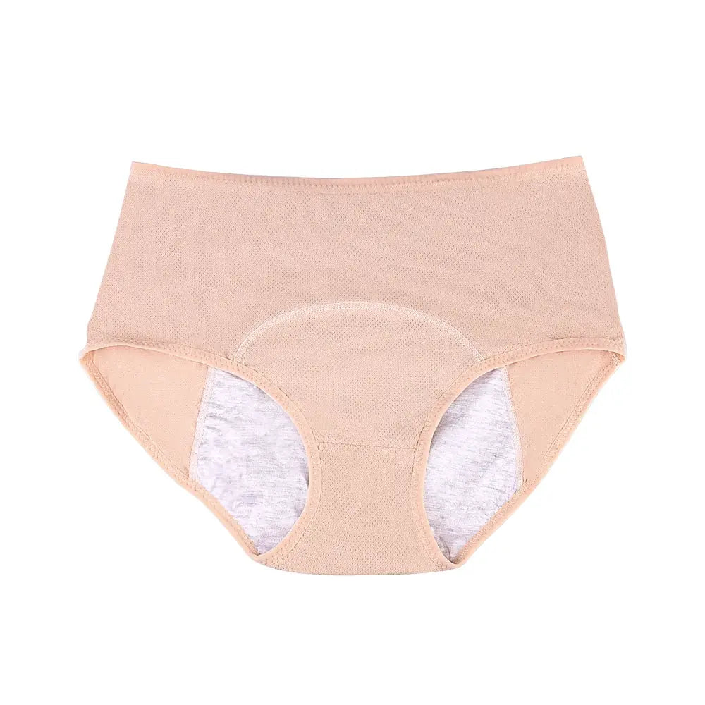 Period panties by Simples Market, nude high-waist leak-proof women's underwear.