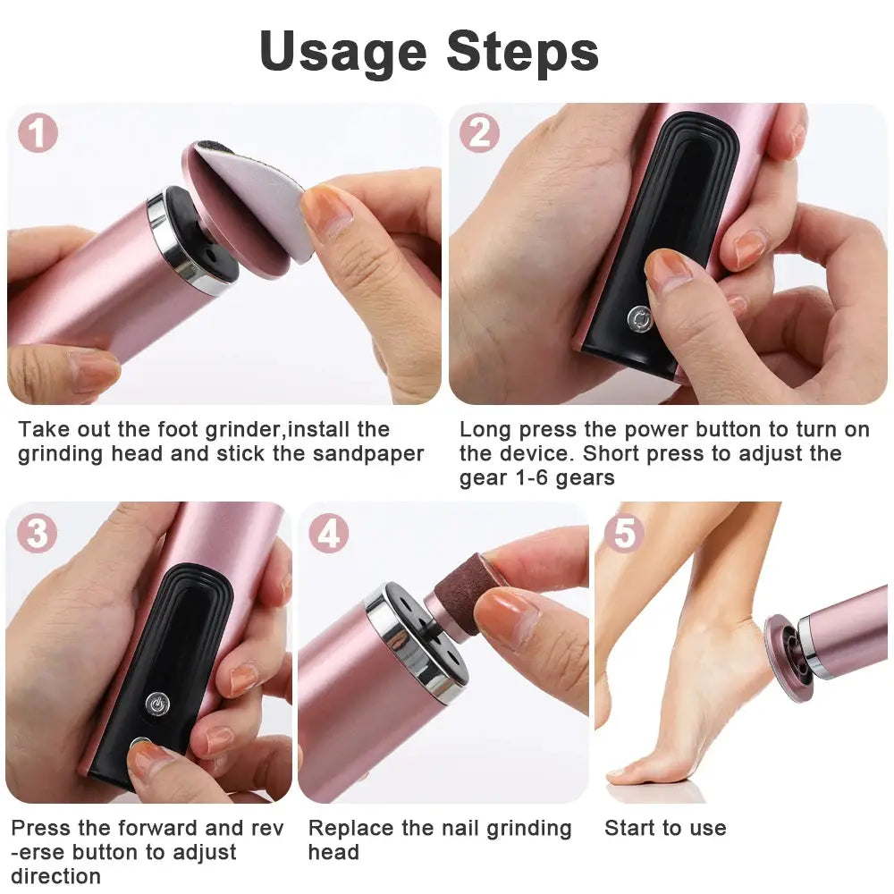 Simples Market electric foot callus remover in pink with replacement sandpaper discs