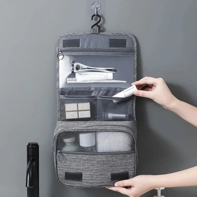 TravelMate Oxford Fabric Toiletries Organizer Bag Waterproof Hanging Travel Pouch For Men And Women