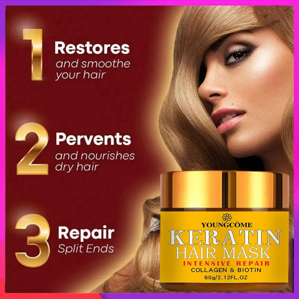 Hair Repairs Hair Mask Biotin Collagen Keratin Treatment For Dry Damaged Hair Nourishing Conditioner With Essential Oils