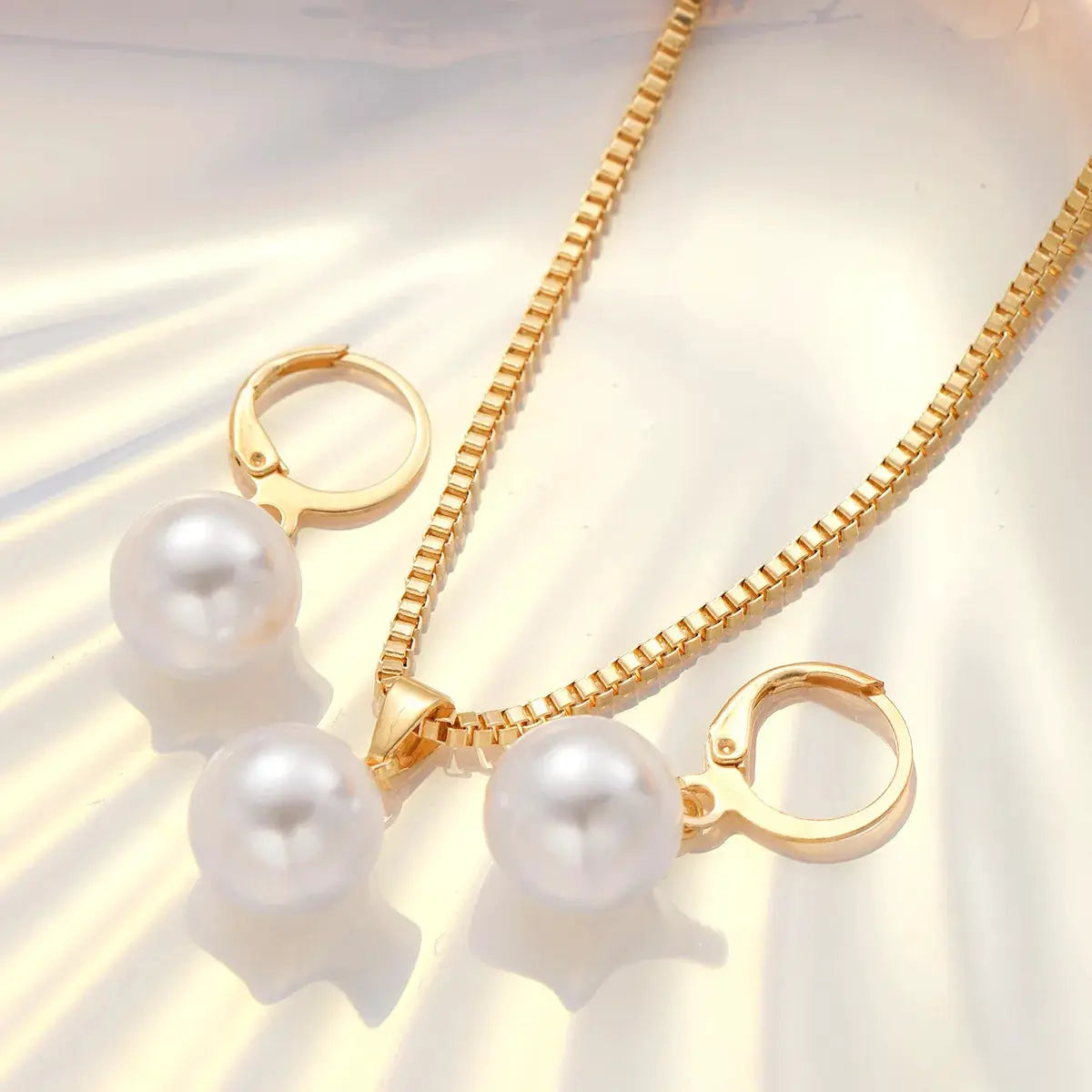 Fashion Pearl Jewelry Set For Women Dangle Earrings And Pendant Necklace Simple Dainty Daily Wear Party Accessories