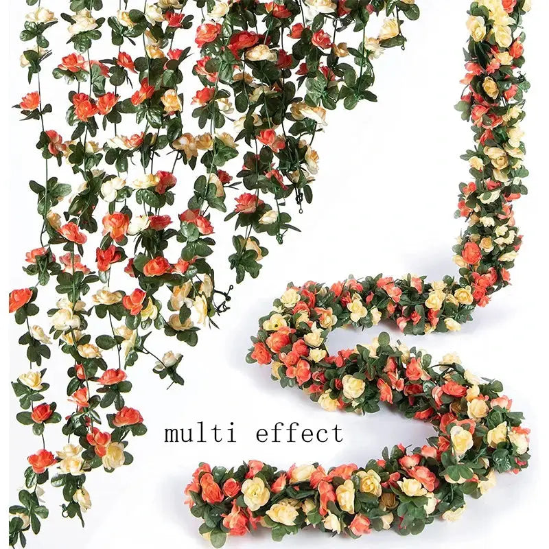 250CM Artificial Rose Flowers Vine For Wedding Decor Home Room Outdoor Garden Arch Rattan DIY