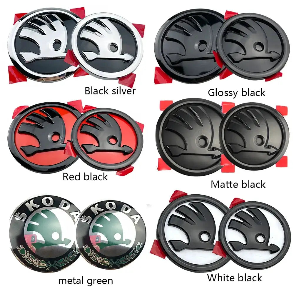Skoda badge emblems for Octavia/Superb/MK2, 80–90mm, set of 6 color finishes