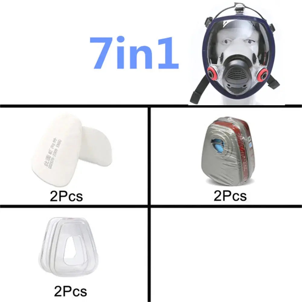 Full Face Gas Mask With Silicone Seal For Welding And Chemical Handling Dust Protection Fire Resistant Respirator
