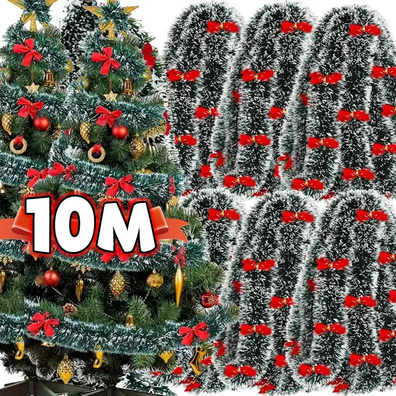Green Candy Cane Tinsel Ribbon Christmas Bow For Tree Wreath Garland Ornament Party Wedding Home Decor