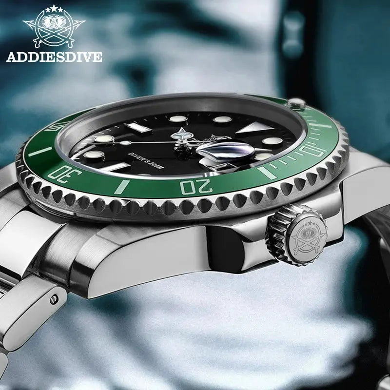 ADDIESDIVE Stainless Steel Watch Mens European American Business Leisure Quartz 200m Water Resistance
