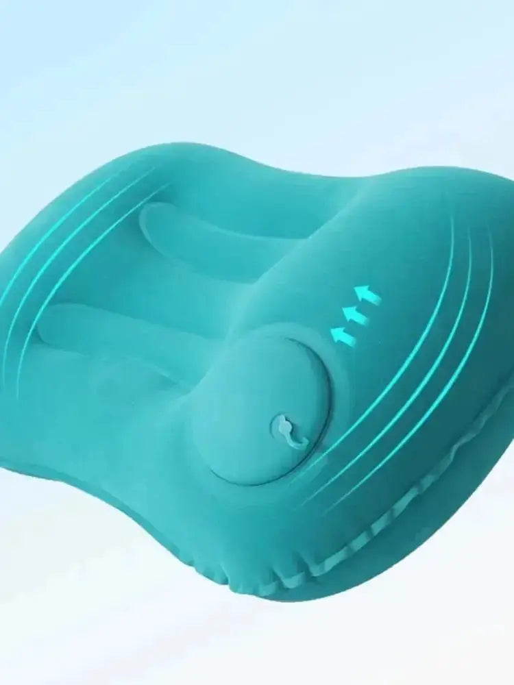 Simples Market portable inflatable pillow in teal, neck and lumbar support for camping, pool, and car