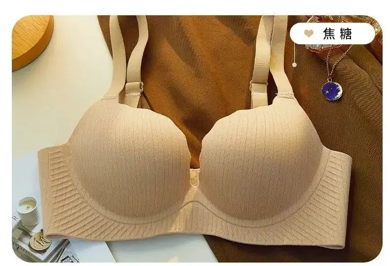 Simples Market nude 6cm padded push-up bra for small chests, no steel ring, comfortable lift