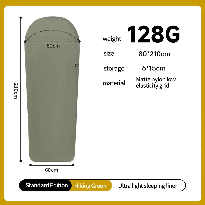 Ultralight sleeping bag liner by Simples Market, hiking green, 128g, 80x210cm
