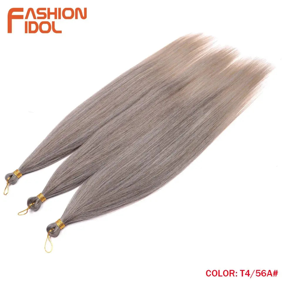 28in Ariel straight pony hair bundles, 3pcs, ombre silver grey crochet braids Fashion Idol