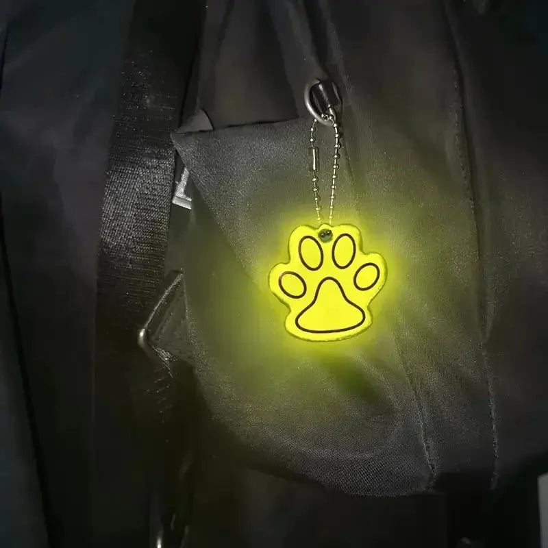 10 Pack Cute Cat Paw Reflective Keychains For Night Safety Double Sided Backpack Accessories Kid And Pet Pendant Gifts