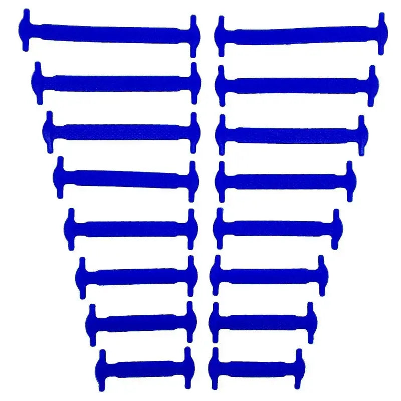 Elastic shoe laces, 16 pcs, blue silicone no-tie laces for sneakers