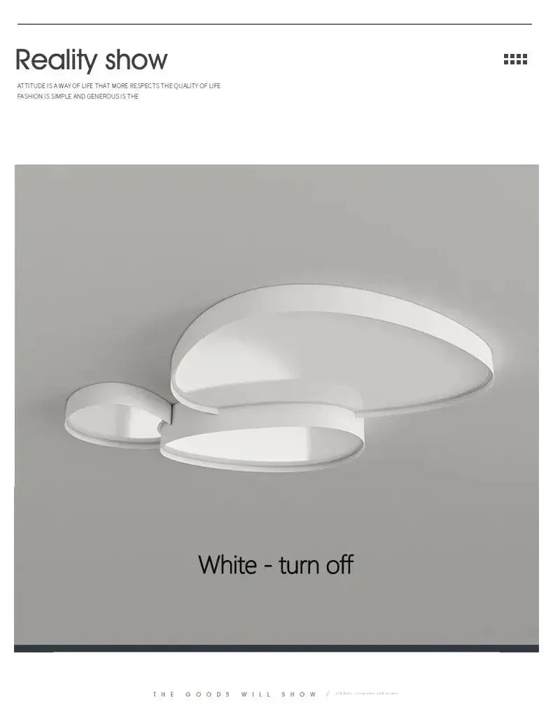 LED ceiling lamp white with overlapping circular rings, remote-controlled indoor lighting