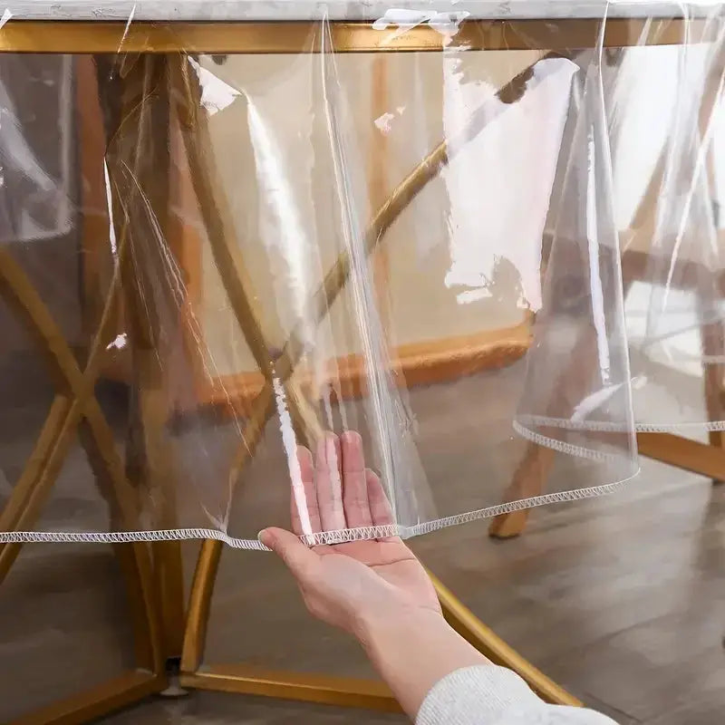 Transparent Round PEVA Tablecloth Protective Sleeve Waterproof and Oilproof for Round Tables