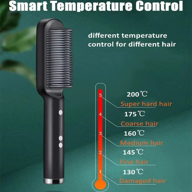 Simples Market black smart temperature control hair styling brush with adjustable heat