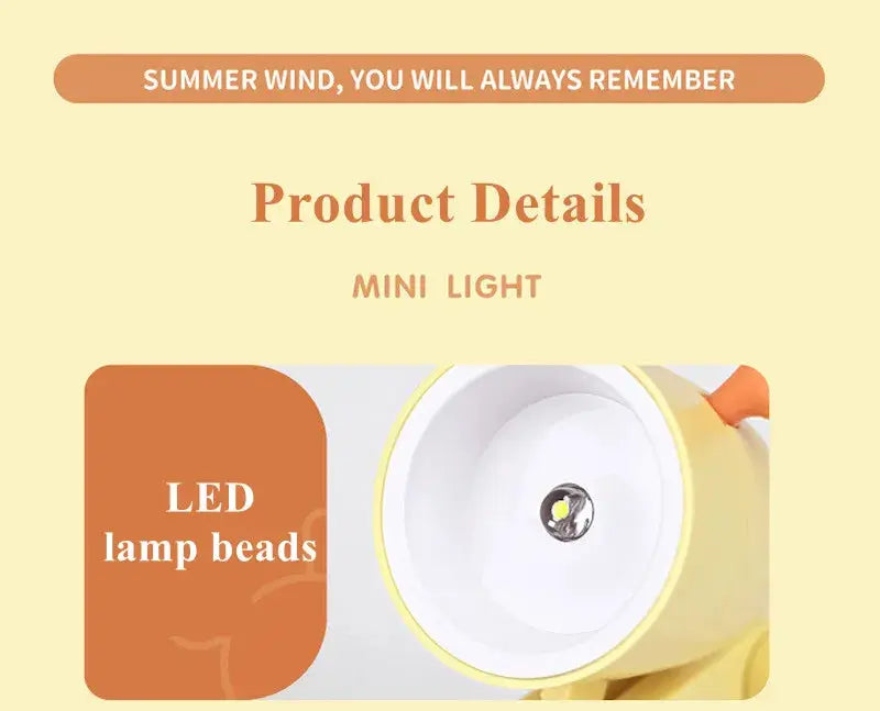 Mini LED night light desk lamp in yellow housing with a circular LED bead