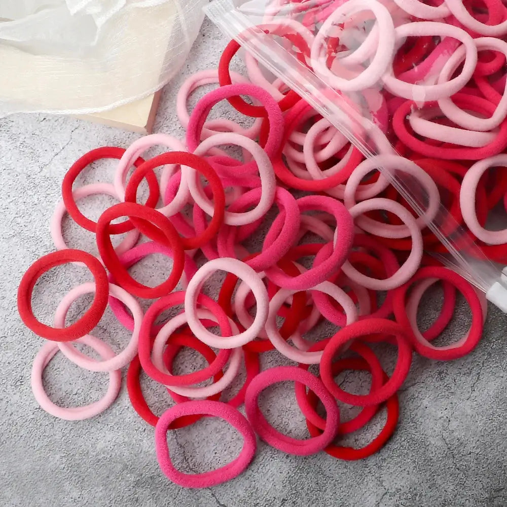 NovaHair 50 Pcs Mixed Colors Hair Bands 4 Cm Elastic Hair Ties Ponytail Holders Gentle Hold For Everyday Ponytails