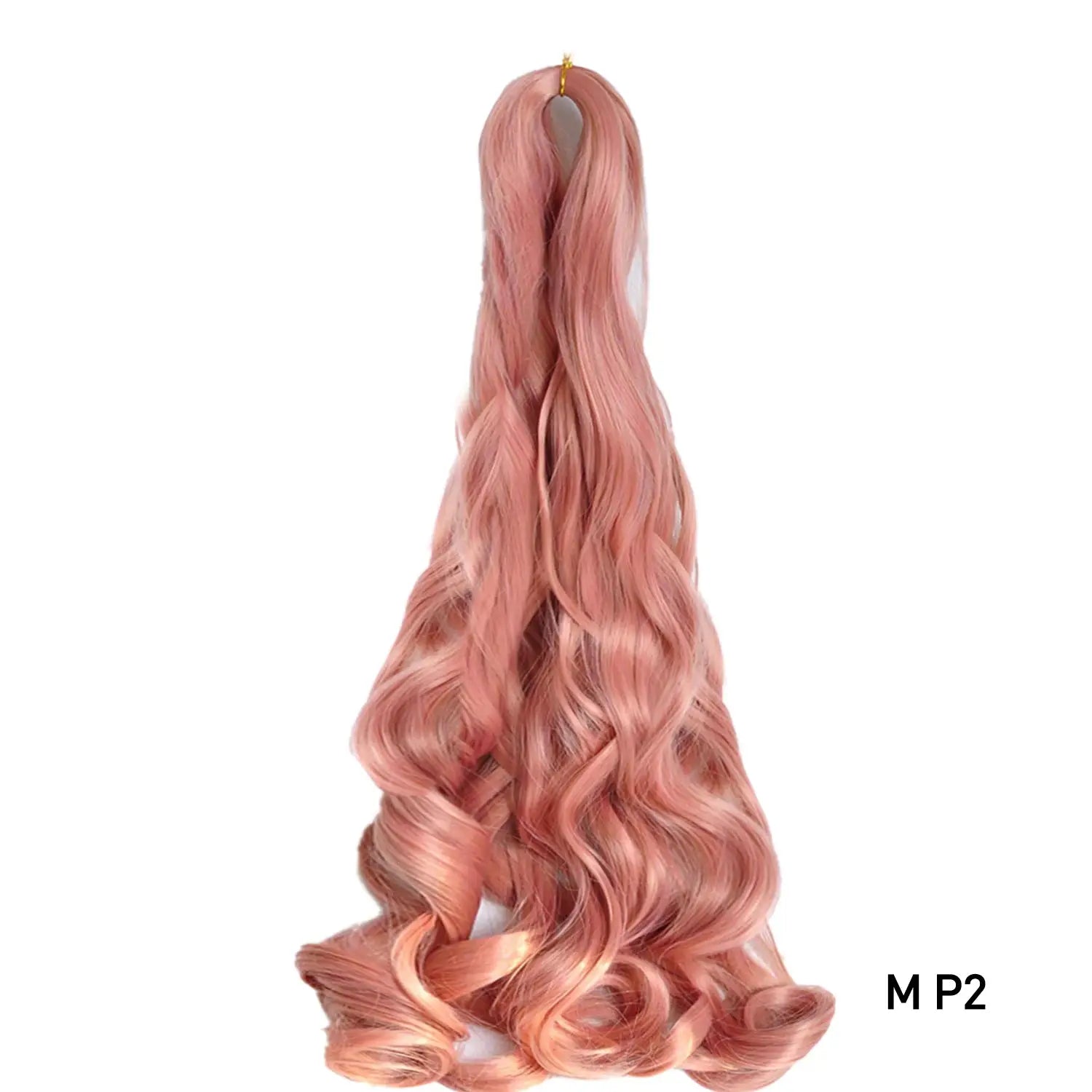 French Curls braiding hair by Simples Market, 24-inch pink peach synthetic spiral extensions