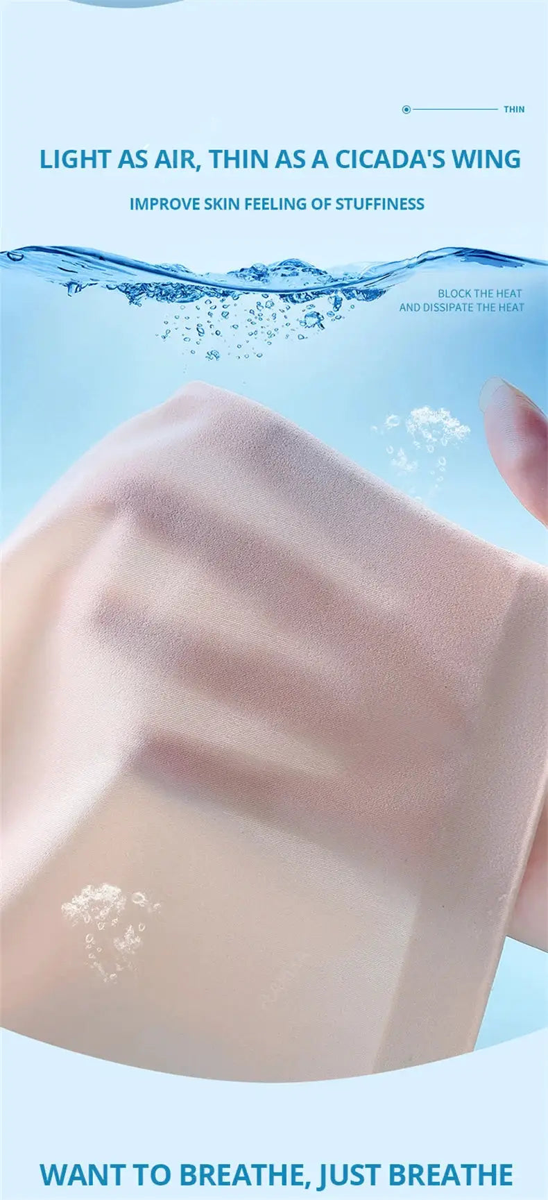 Simples Market Flarixa ultra-thin ice silk panties, seamless high-waist tummy-control underwear in pale pink