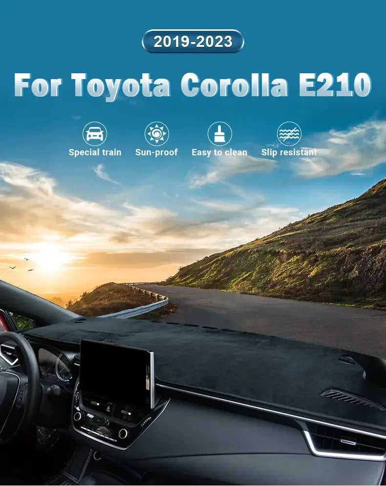 Dashboard sun shade cover for Toyota Corolla E210 (2019–2025) Simples Market black non-slip mat