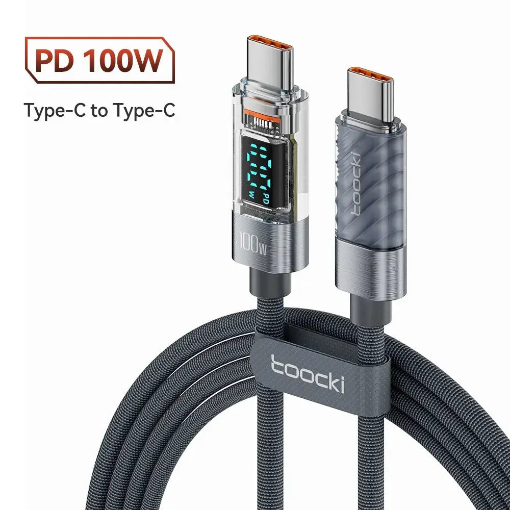 Toocki Type-C to Type-C 100W PD display cable with transparent braided housing
