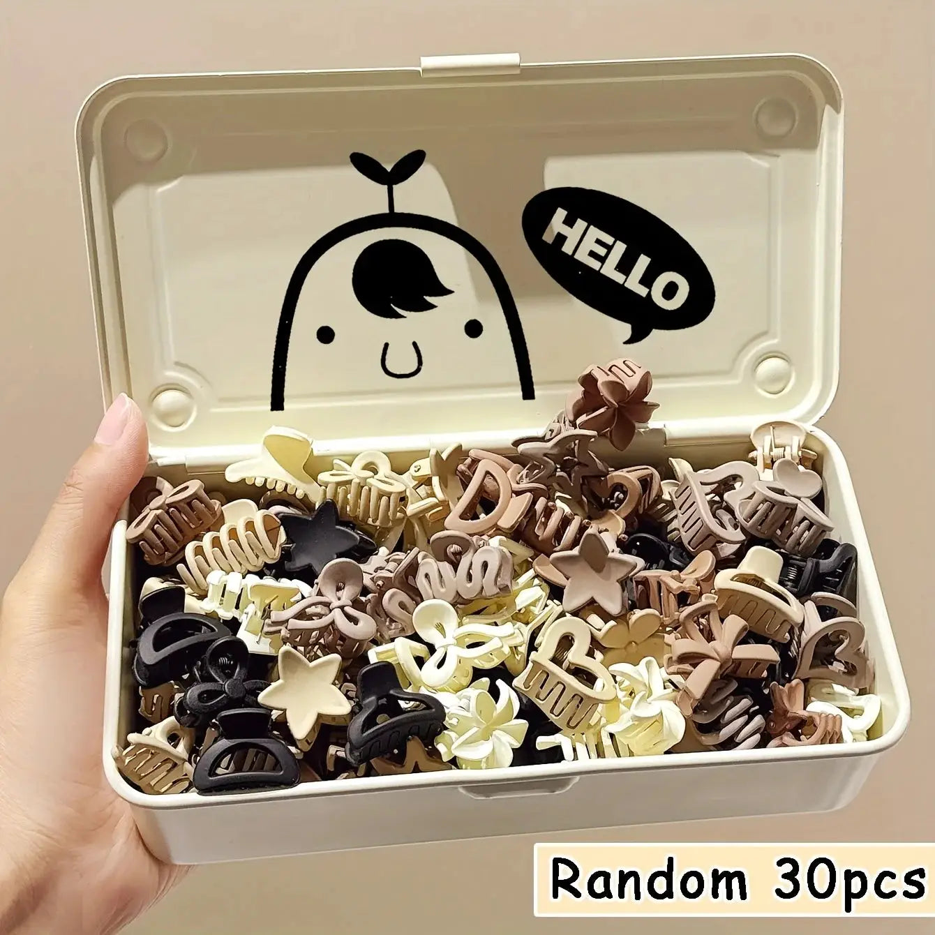 Beige Bloom Geometric Pattern Small Hair Clips Pack Lightweight Cute Girl Accessories For Everyday Use