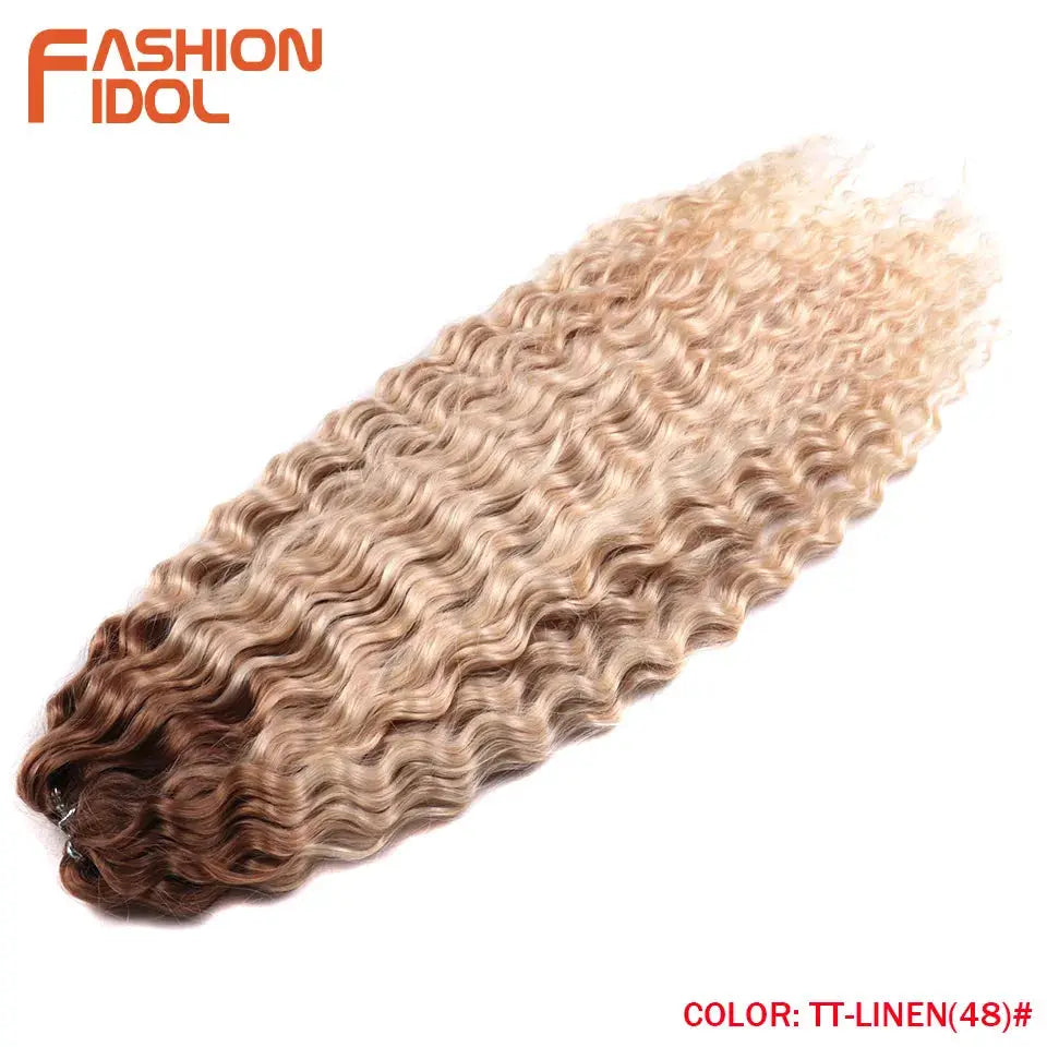 Ariel Hair synthetic twist crochet curly braiding extension, 24in water-wave ombre blonde to brown, Simples Market