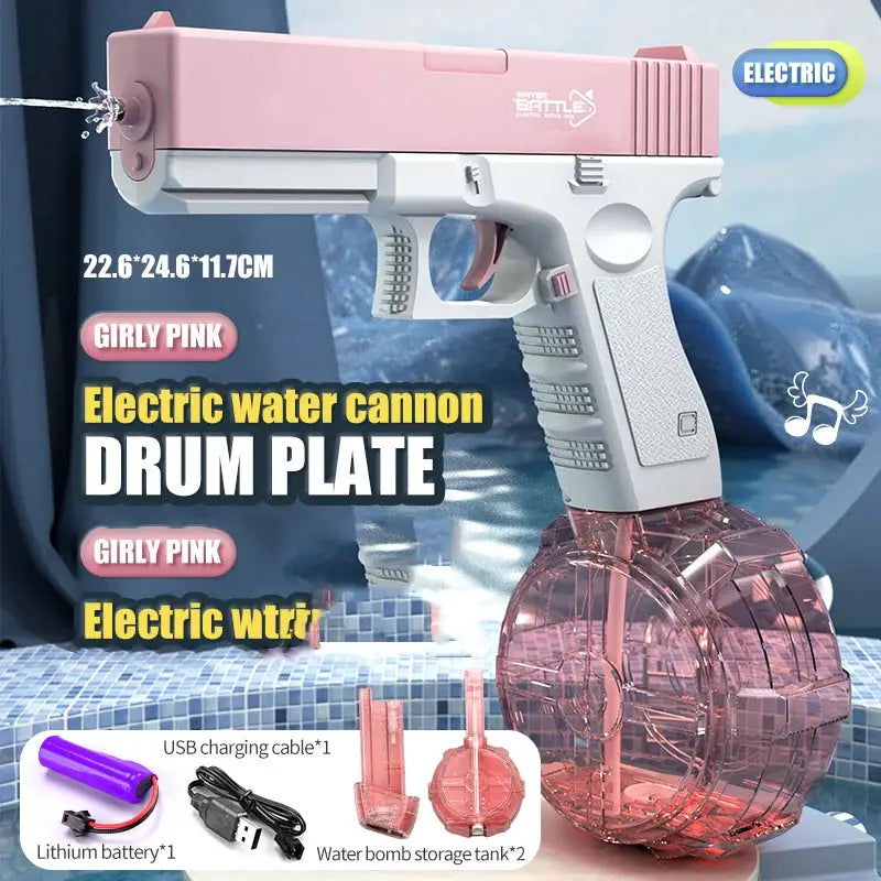 Electric Water Gun With Light and Flame Effect High Pressure Spraying for Outdoor Water Battles