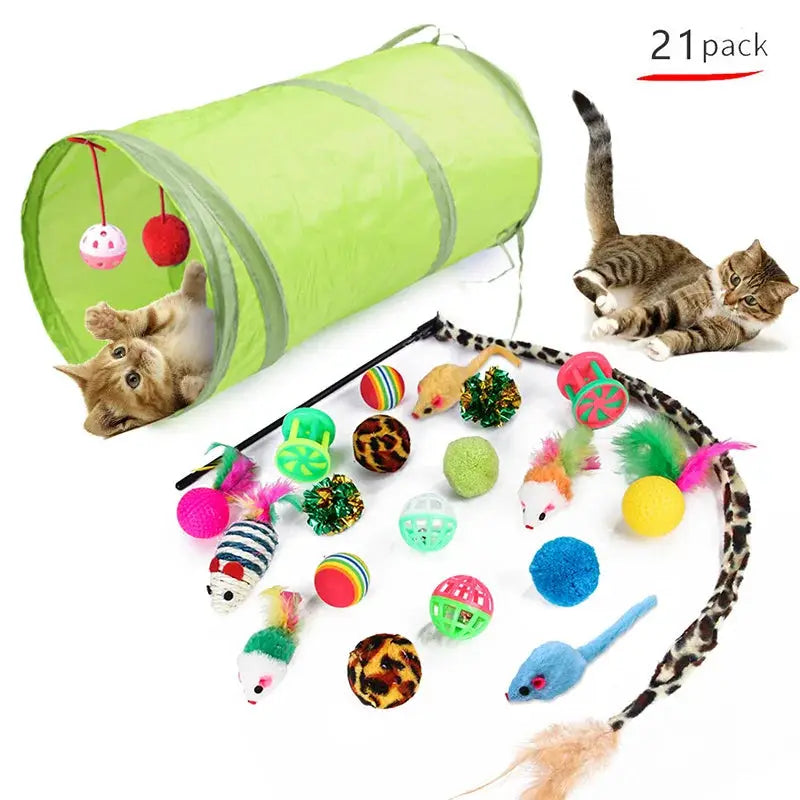 Kitten Toys Variety Pack Cat Toys Set With Funny Cat Stick Sisal Mouse Bell Balls For Cats And Kitten Entertainment